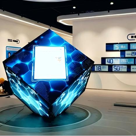 Exhibition hall shopping mall corporate center square LED floor-standing square screen magic cube screen