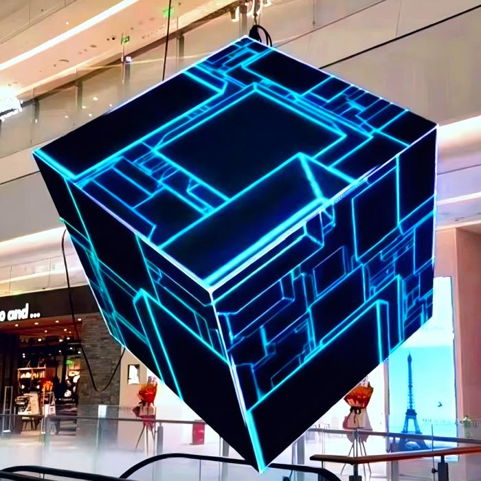 Exhibition hall shopping mall corporate center square LED suspended square screen magic cube screen