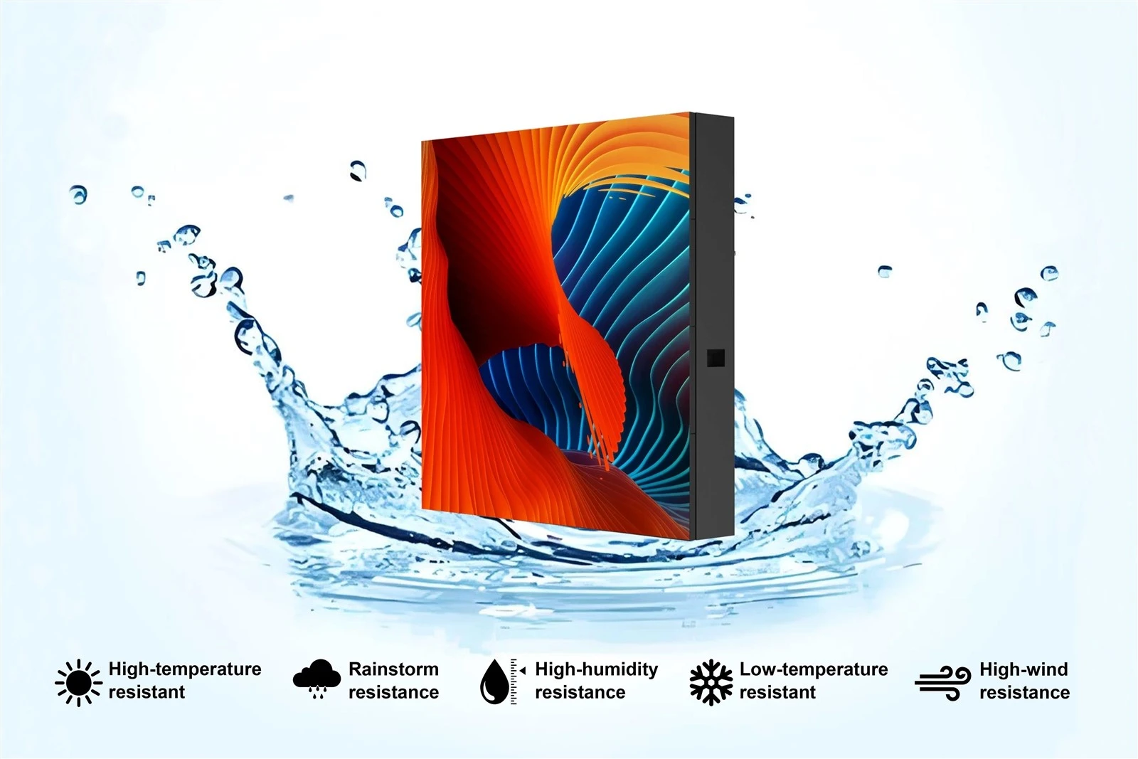 IP65 protection level, high strength and excellent safety, no fear of outdoor extreme weather, excellent display effect